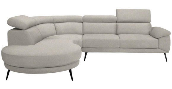 ECKSOFA in Velours Beige  264/299 cm  - Beige/Schwarz, Design, Textil/Metall (264/299cm) - Novel