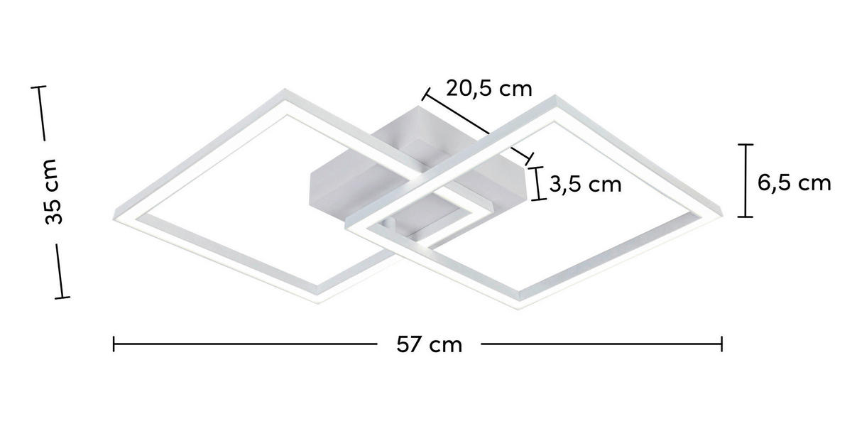LED MENNYEZETI LÁMPA - fehér, Trend, műanyag/fém (57/35/6,5cm) - Boxxx
