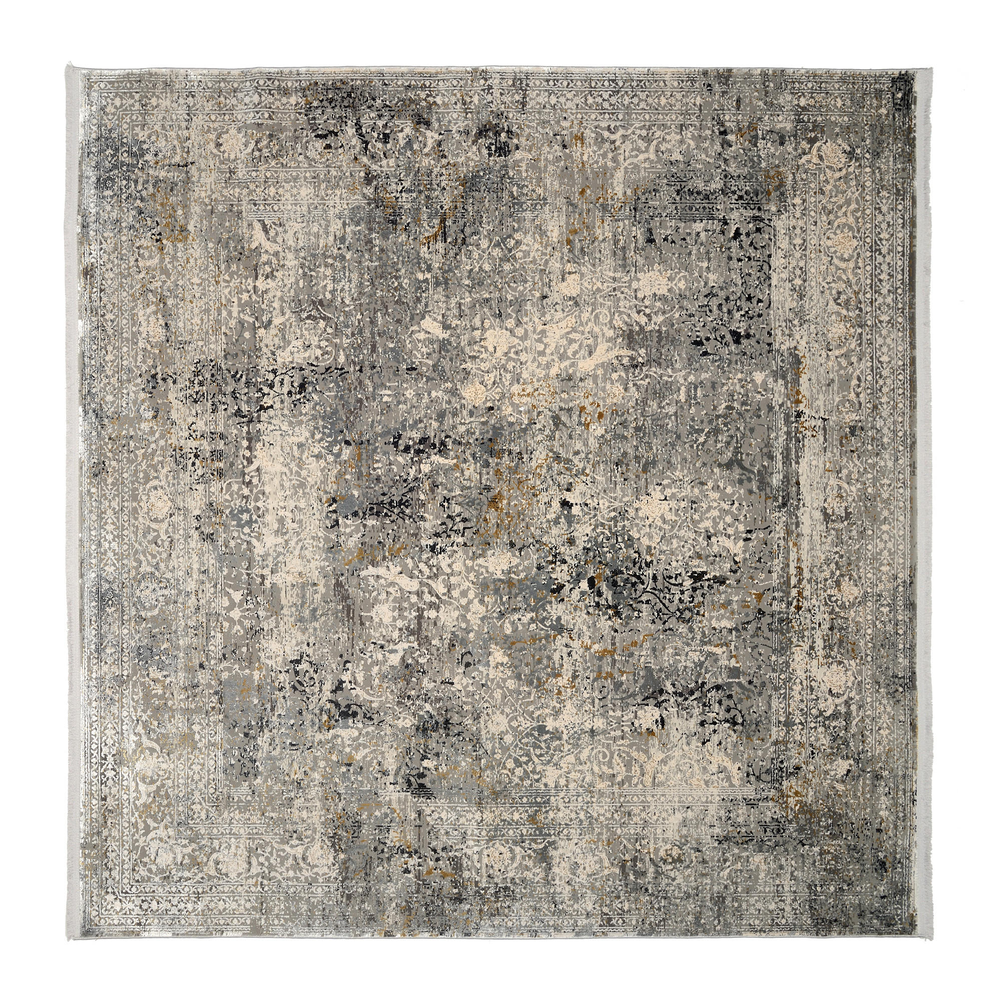Dieter Knoll Webteppich Toulon Grau, Hellgrau, Dunkelgrau 200x200 cm
