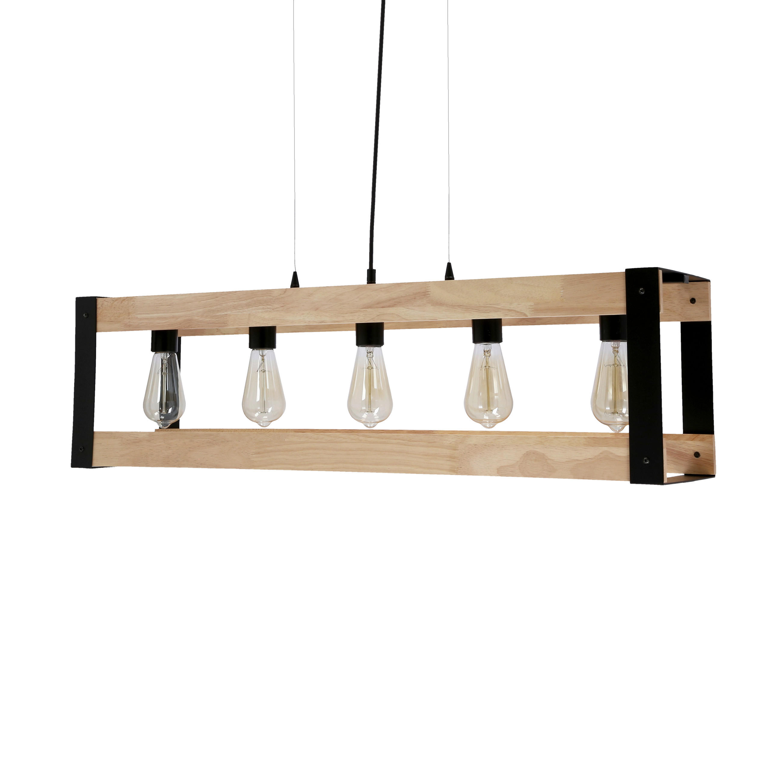 HÄNGELEUCHTE 90/20/100 cm  - Schwarz, Natur, Metall (90/20/100cm)