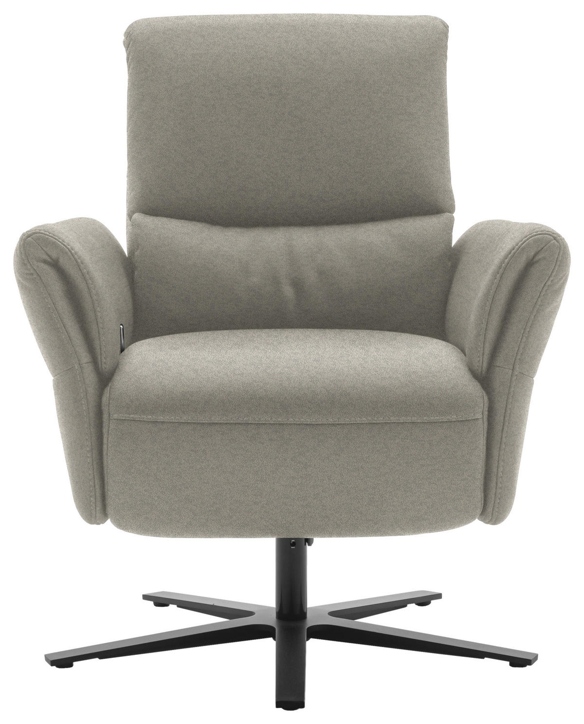 RELAXSESSEL Echtleder Relaxfunktion, Kopfteilverstellung, Nackenkissen    - Hellgrau/Schwarz, Design, Leder/Metall (81/118/82cm) - Schöner Wohnen