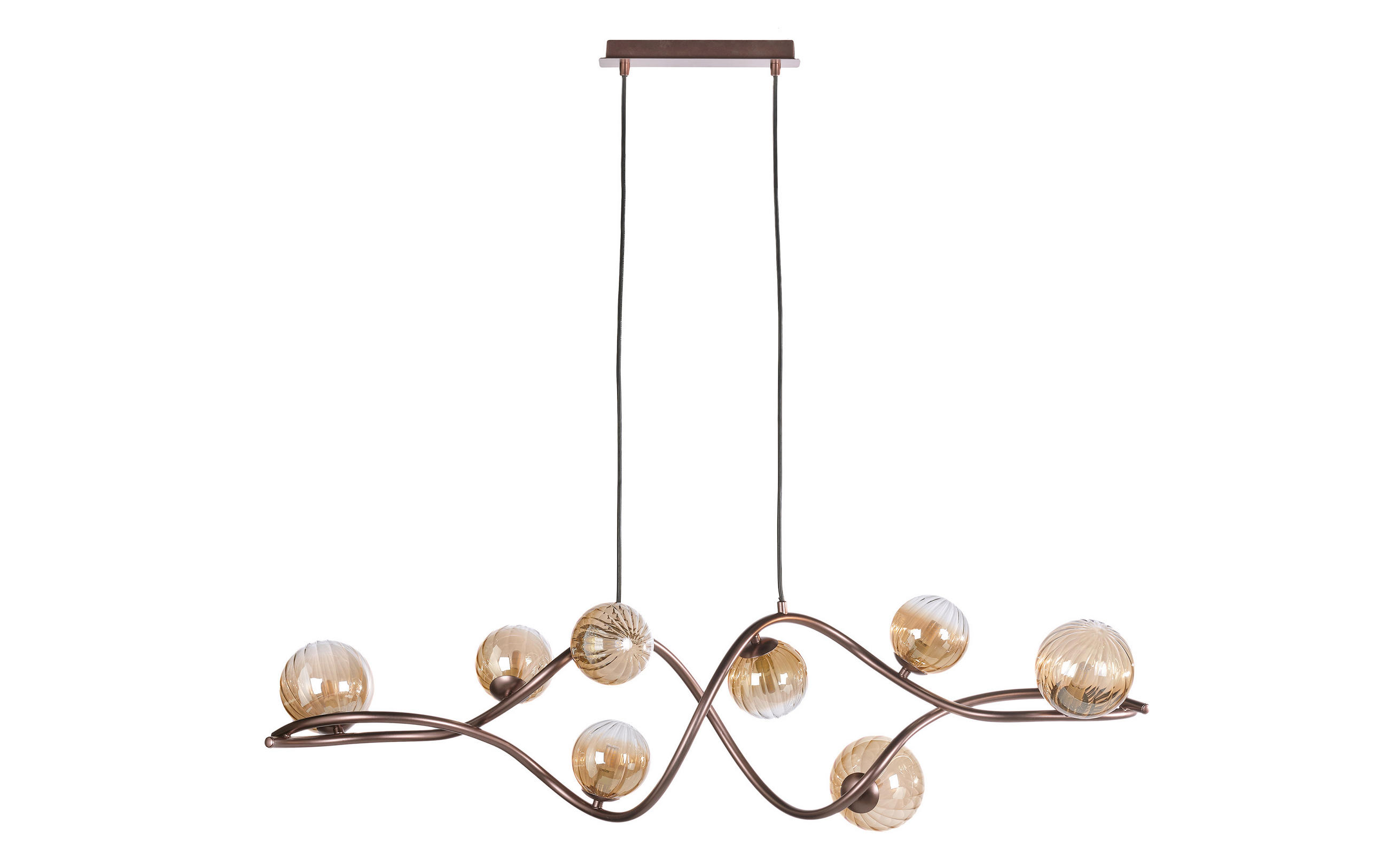 PENDELLEUCHTE 106/25/100 cm  - Cognac, KONVENTIONELL, Glas/Metall (106/25/100cm)