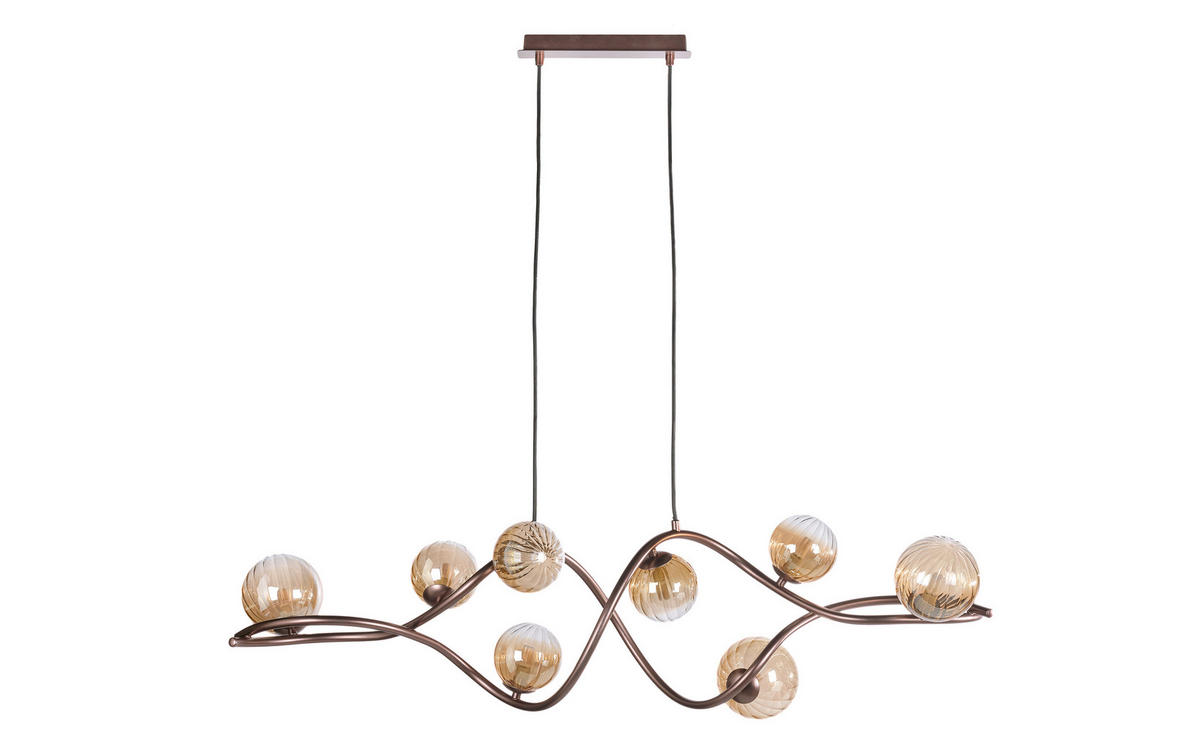 PENDELLEUCHTE 106/25/100 cm  - Cognac, KONVENTIONELL, Glas/Metall (106/25/100cm)