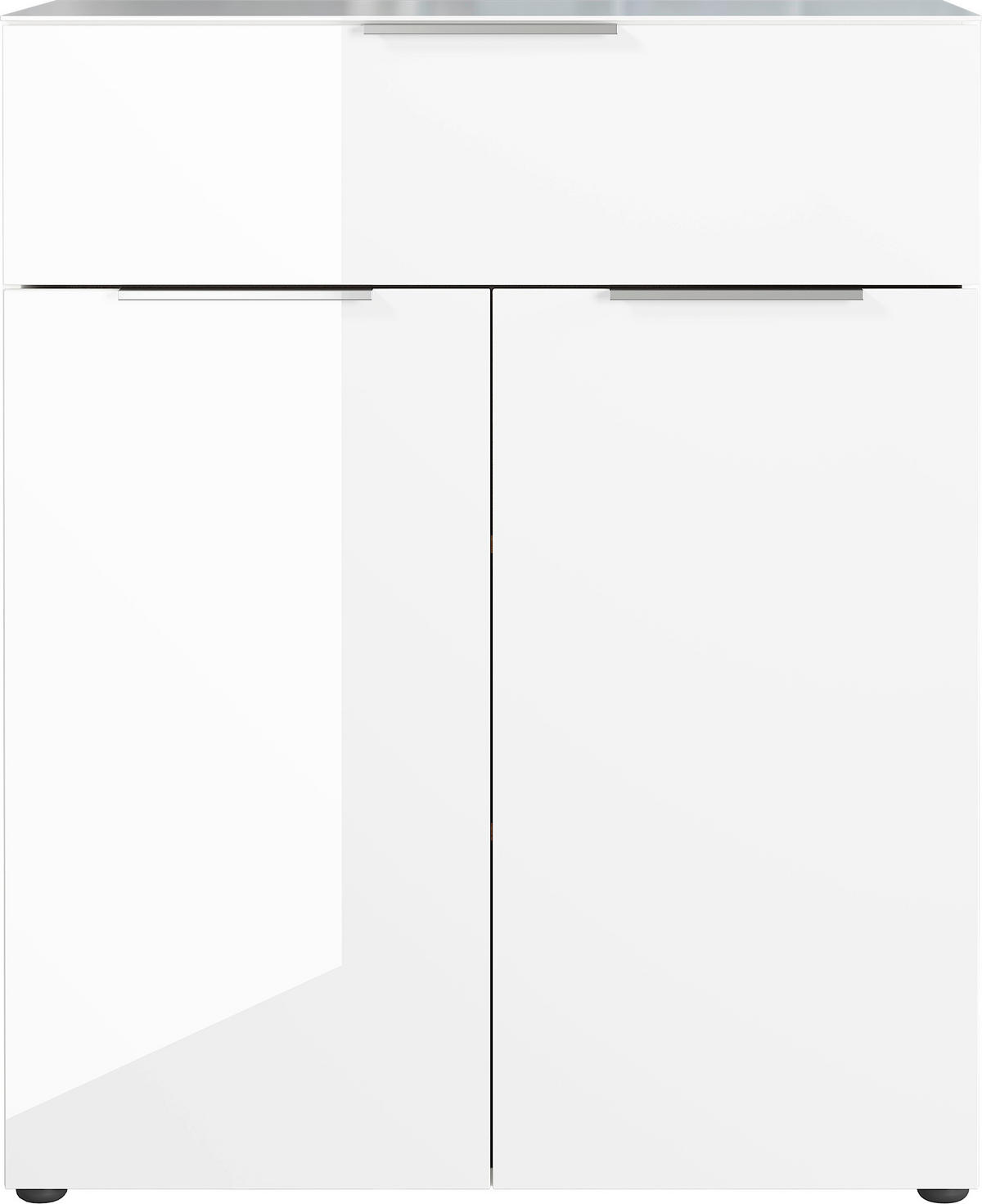 KOMÓD 83/102/42 cm  - fekete/ezüstszínű, Modern, műanyag/faalapú anyag (83/102/42cm) - Premium Living