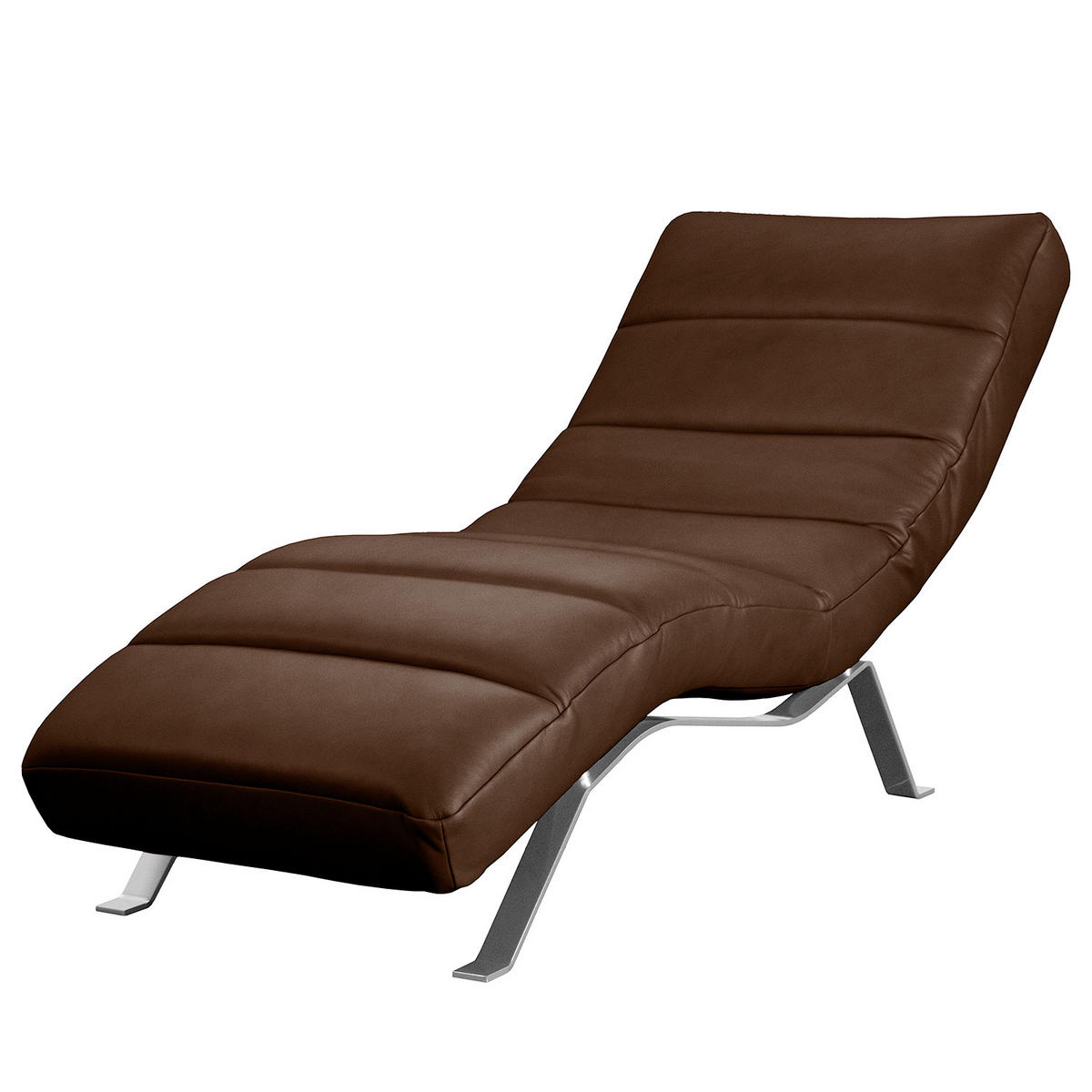 RELAXLIEGE in Echtleder Dunkelbraun  - Dunkelbraun/Silberfarben, Design, Leder/Metall (65/65-95/171cm) - Livetastic