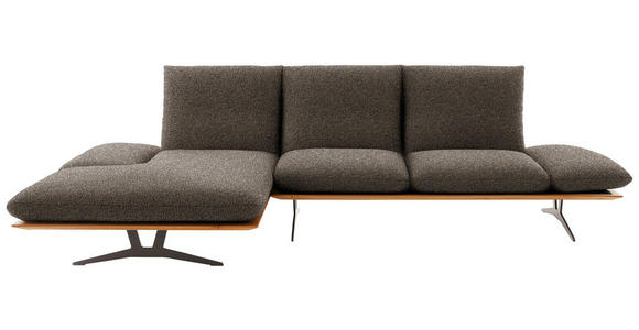 ECKSOFA  in Flachgewebe Dunkelbraun  159/314 cm  - Dunkelbraun/Schwarz, Design, Holz/Textil (159/314cm) - Dieter Knoll