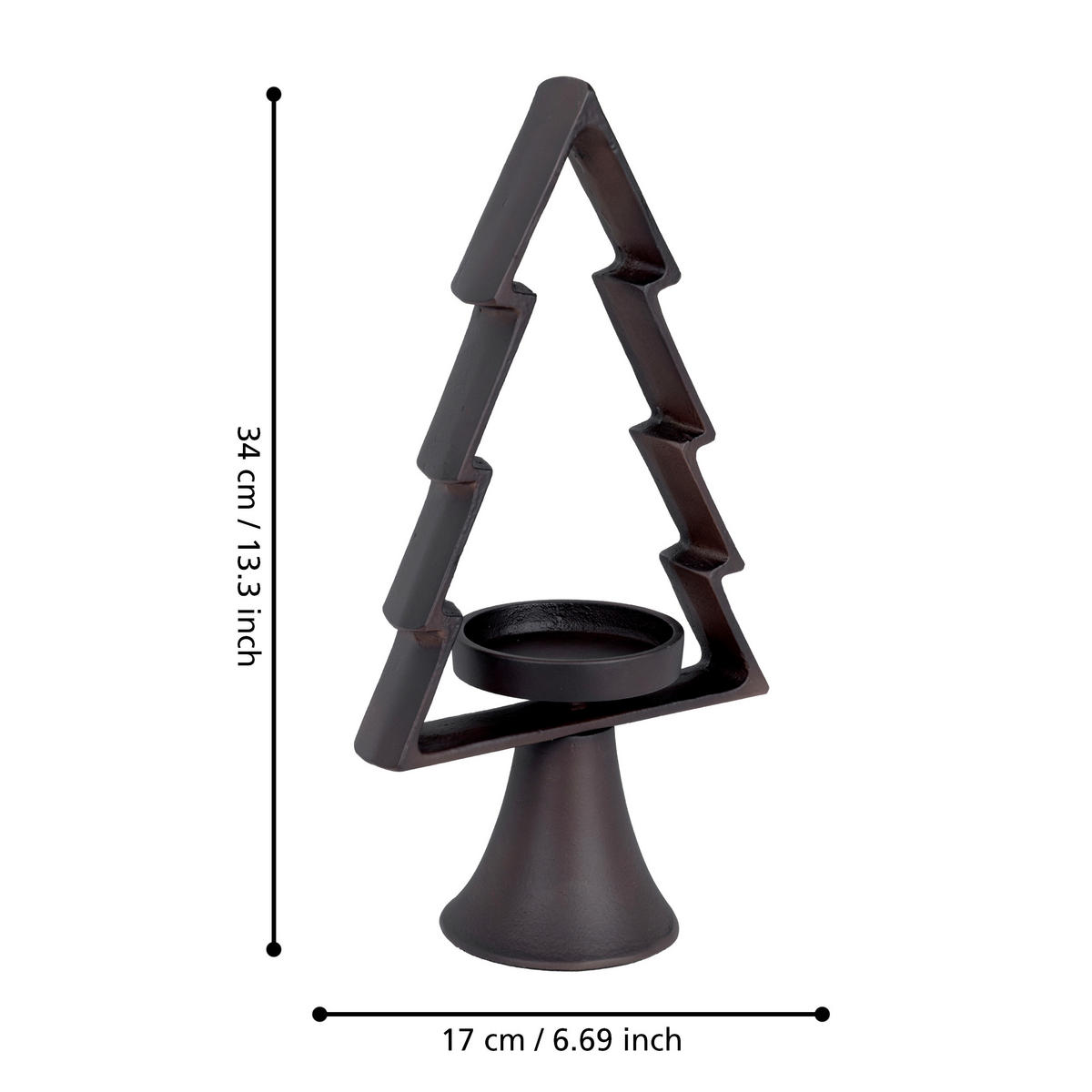 KERZENHALTER - Braun, LIFESTYLE, Metall (17/9.5/34cm)