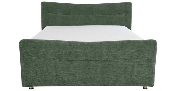 BOXSPRINGBETT 140/200 cm  in Dunkelgrün  - Chromfarben/Dunkelgrün, KONVENTIONELL, Textil/Metall (140/200cm) - Esposa