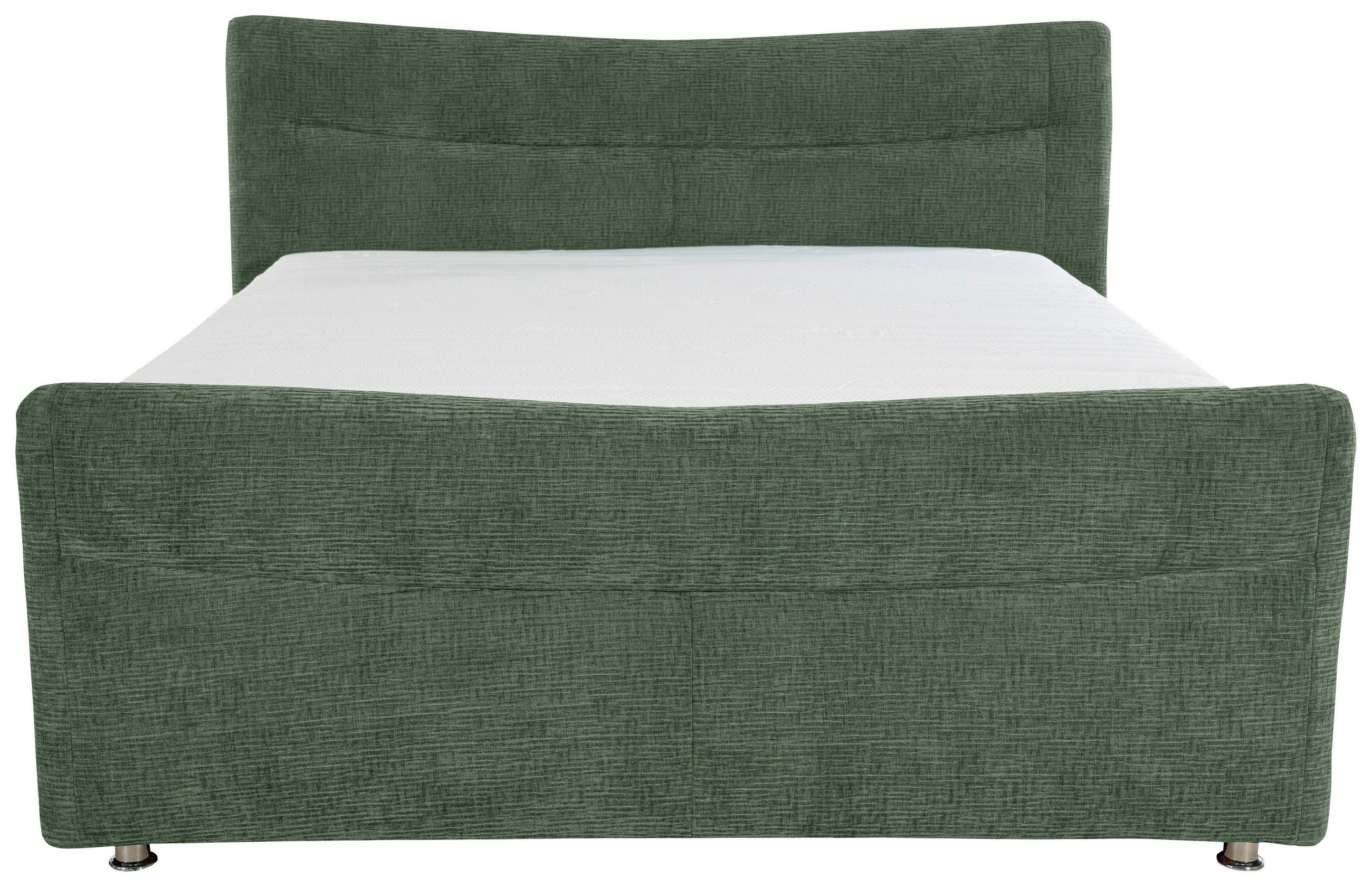 BOXSPRINGBETT 180/200 cm  in Dunkelgrün  - Chromfarben/Dunkelgrün, KONVENTIONELL, Textil/Metall (180/200cm) - Esposa