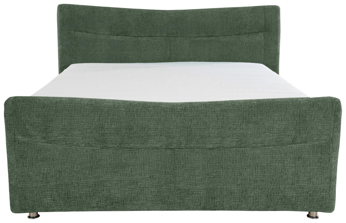 BOXSPRINGBETT 180/200 cm  in Dunkelgrün  - Chromfarben/Dunkelgrün, Konventionell, Textil/Metall (180/200cm) - Esposa