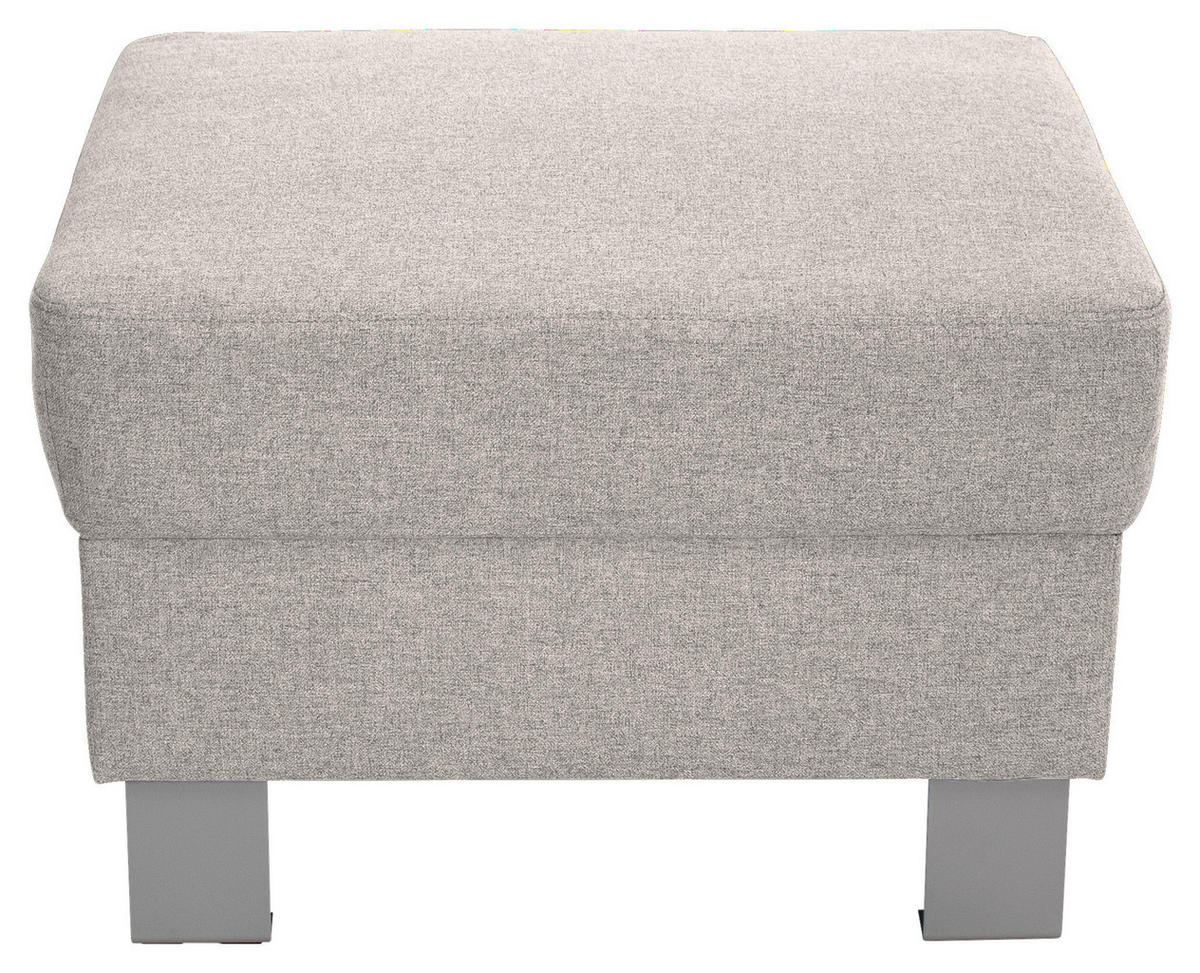 HOCKER in Textil Ecru  - Ecru/Silberfarben, Design, Textil/Metall (62/41/62cm) - Xora