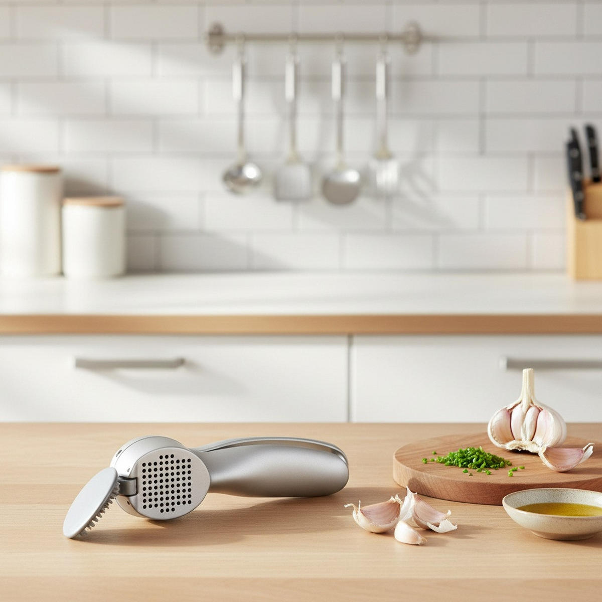 KNOBLAUCHPRESSE - Silberfarben, Basics, Kunststoff (6/4/24cm) - moHA!