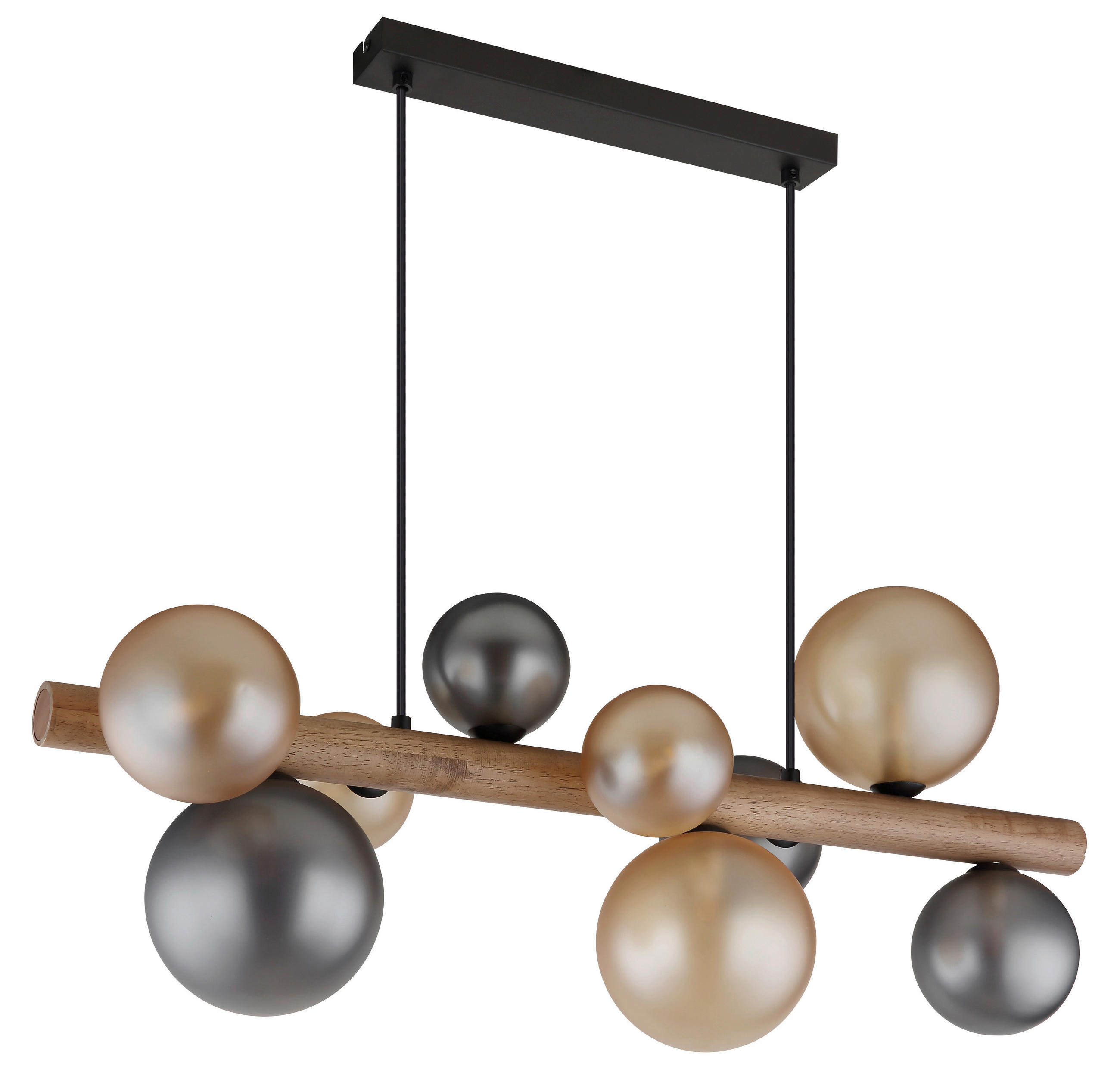 HÄNGELEUCHTE 78/29/150 cm  - Dunkelbraun/Schwarz, Basics, Glas/Holz (78/29/150cm) - Globo