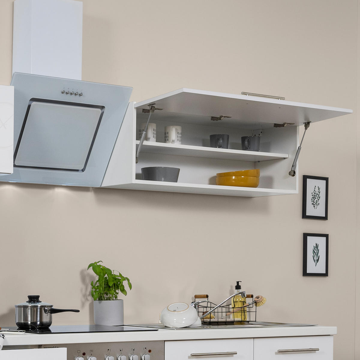 KÜCHENBLOCK 270 cm   in Weiss  - Weiss/Alufarben, Konventionell, Holzwerkstoff/Metall (270cm) - Respekta