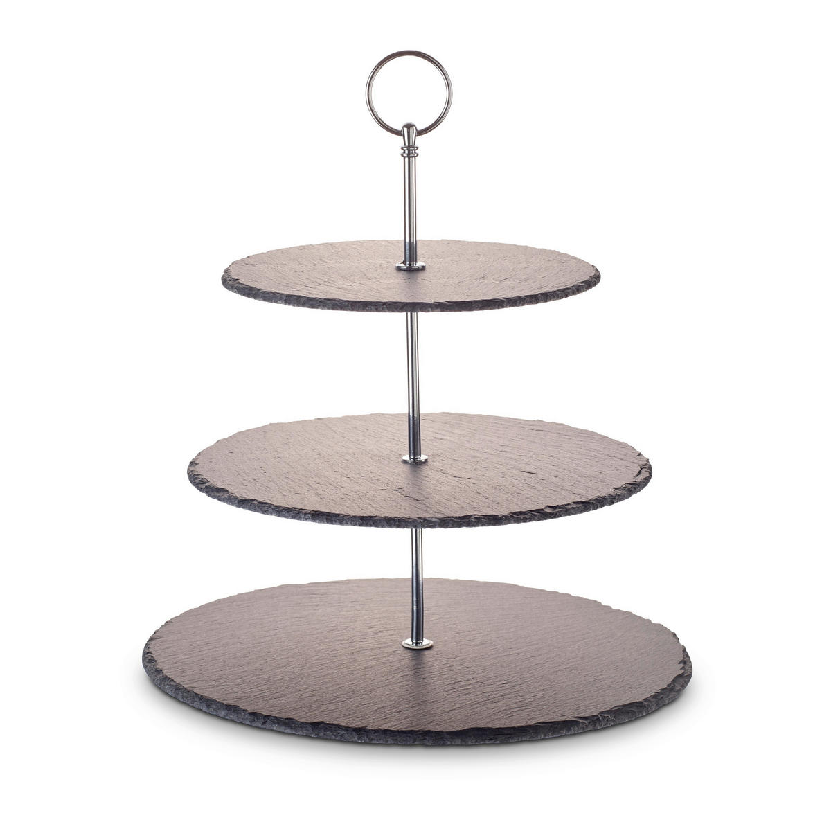 CUPCAKE-STÄNDER 3-stöckig - Silberfarben, Basics, Stein/Metall (30/25/20/35cm) - Echtwerk
