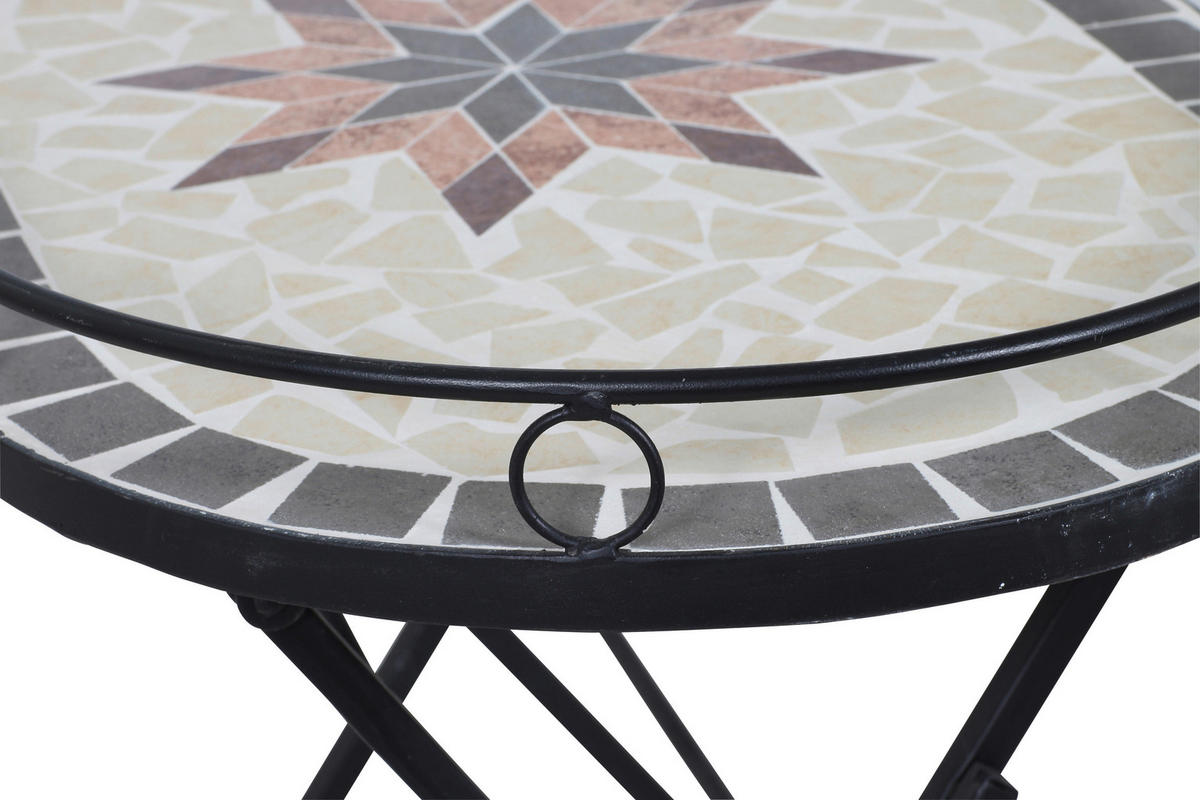 GARTENBEISTELLTISCH 68/41/60 cm  - Multicolor/Schwarz, MODERN, Keramik/Metall (68/41/60cm) - Siena Garden