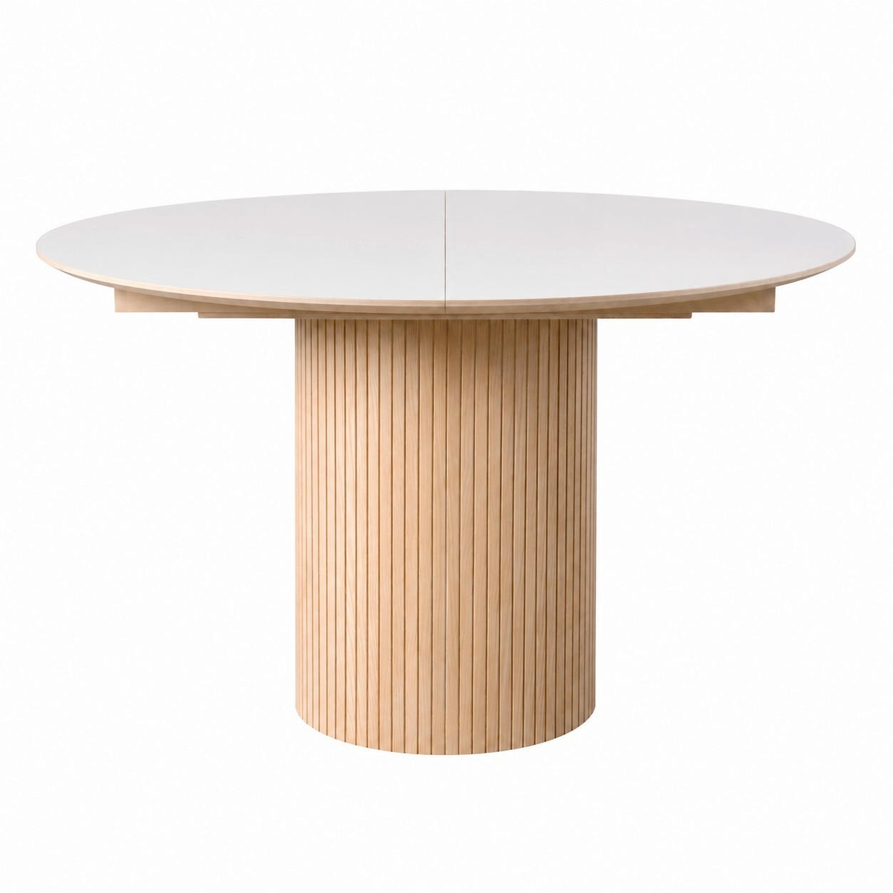 MATBORD 115-155/115/75 cm massivt trä, imitation  trä, plast, trämaterial finns i olika storlekar, finns i olika trädekorer rund vit, ek Bianco  - vit/ek Bianco, Modern, trämaterial/trä (115-155/115/75cm) - Niels Andersson