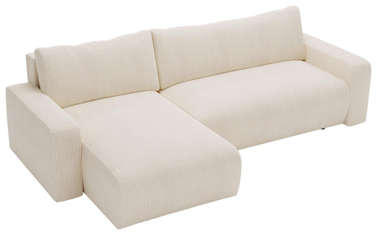 ECKSOFA in Cord Creme  - Creme/Schwarz, MODERN, Kunststoff/Textil (150/245cm) - Carryhome