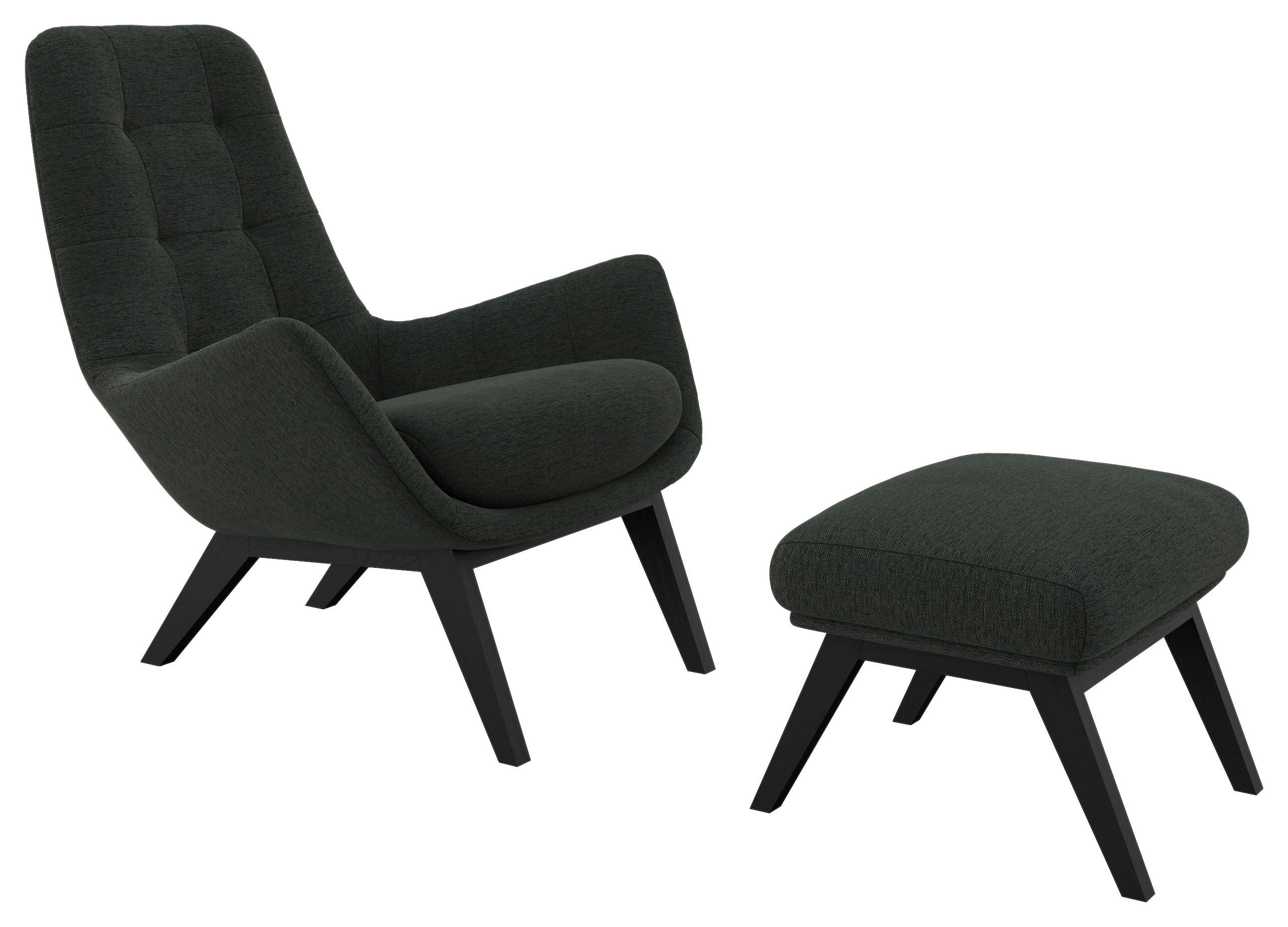 SESSELSET Flachgewebe Hocker    - Waldgrün/Schwarz, Design, Holz/Textil (84/95/96cm) - MID.YOU