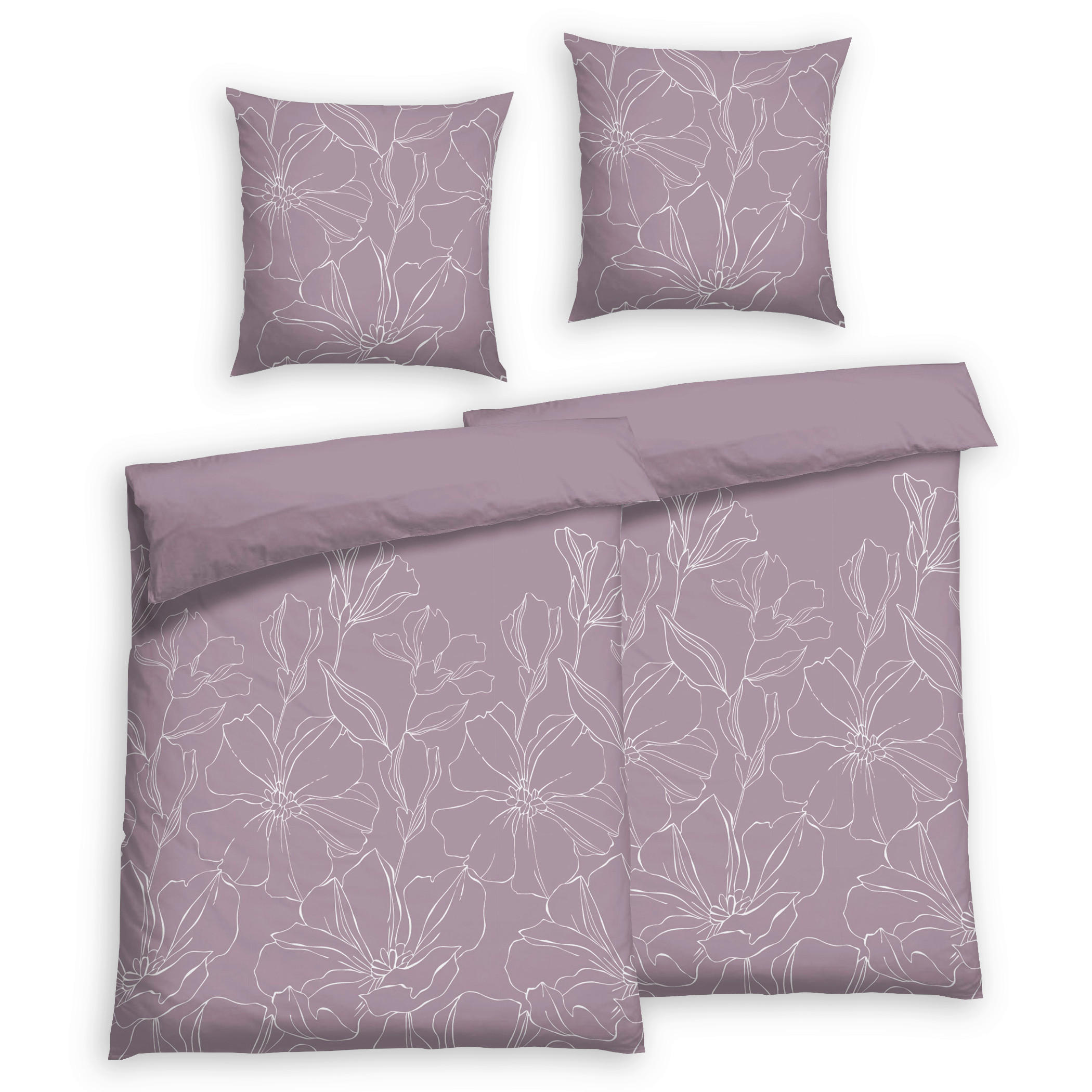 Bettwäsche 2er Set 4-teilig Satin 135/200 cm  - Lila, Basics, Textil (135/200cm) - Florella