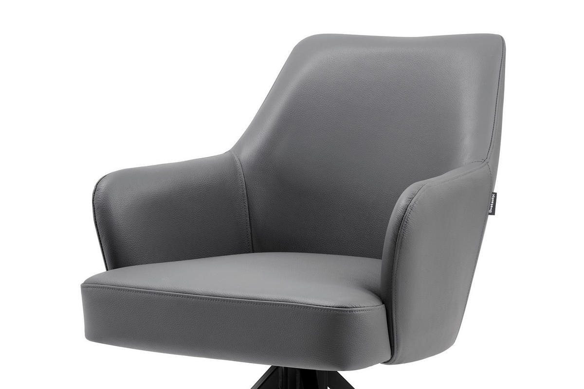 STOLICA S NASLONOM ZA RUKE  siva, crna  drvo, metal, koža      - siva/crna, Moderno, koža/drvo (57,5/83,5/63cm) - Livetastic