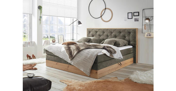 BOXSPRINGBETT 180/200 cm  in Braun, Grau, Naturfarben  - Braun/Naturfarben, KONVENTIONELL, Holzwerkstoff/Kunststoff (180/200cm) - Esposa