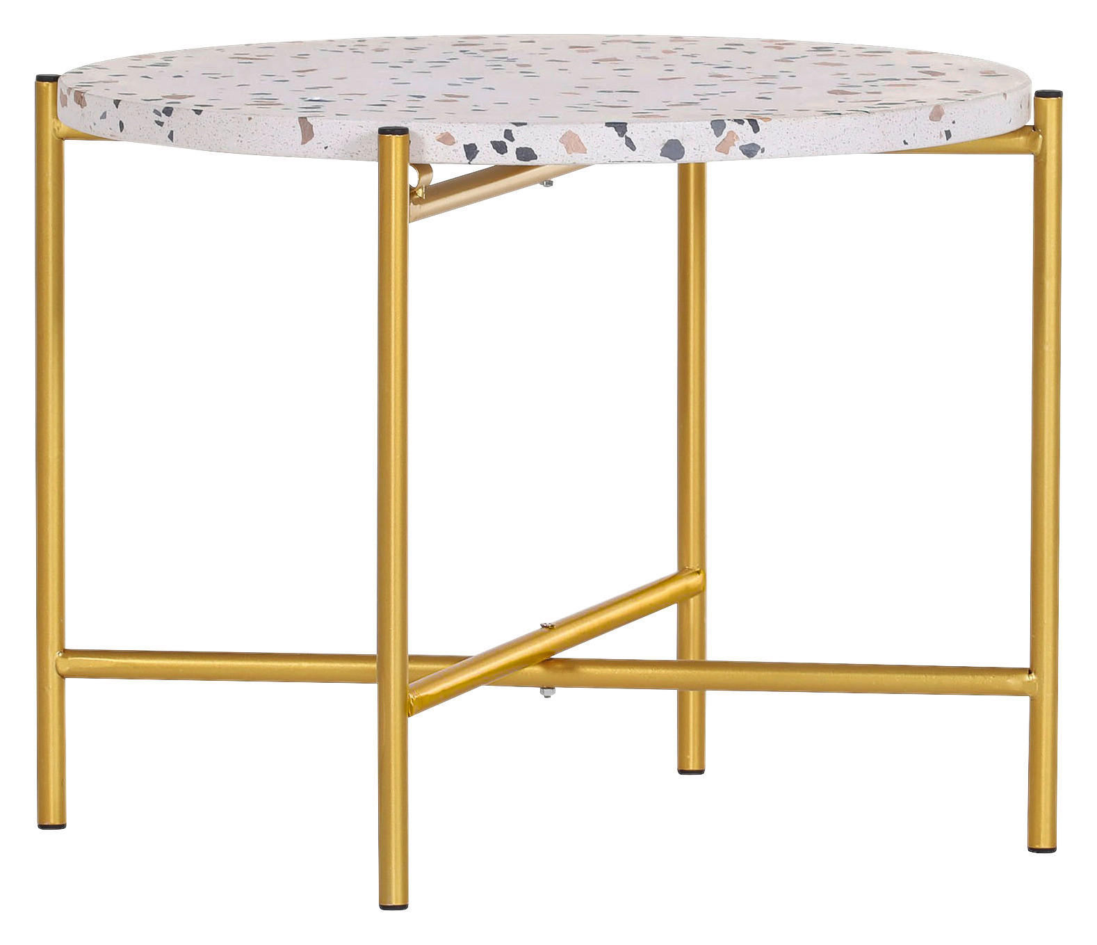 BEISTELLTISCH 55/55/40 cm Schwarz, Weiß, Goldfarben rund  - Goldfarben/Schwarz, Trend, Stein/Metall (55/55/40cm) - Boxxx