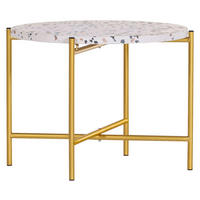 PRÍRUČNÝ STOLÍK, čierna, biela, zlatá - čierna/biela, Trend, kov/kameň (55/55/40cm) - Boxxx