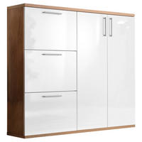 SCHUHSCHRANK Wildeiche furniert Weiß, Eichefarben  - Chromfarben/Eichefarben, Design, Holz/Holzwerkstoff (141/129/35cm) - Moderano