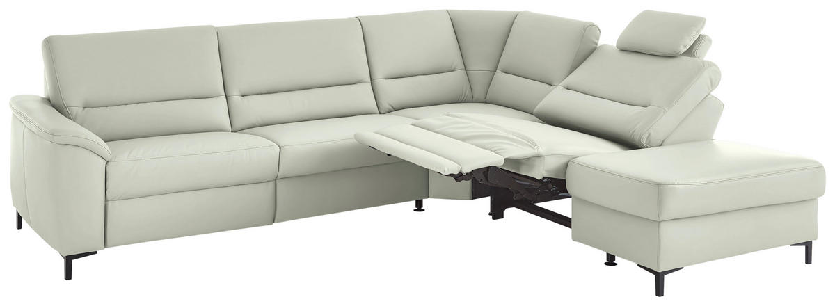 ECKSOFA  in Echtleder Silberfarben  290/249 cm  - Silberfarben/Schwarz, KONVENTIONELL, Leder/Metall (290/249cm) - Beldomo Premium