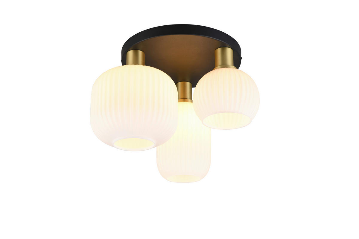 DECKENLEUCHTE 39/28,5 cm   - Messingfarben/Weiß, KONVENTIONELL, Glas/Metall (39/28,5cm) - Trio Leuchten
