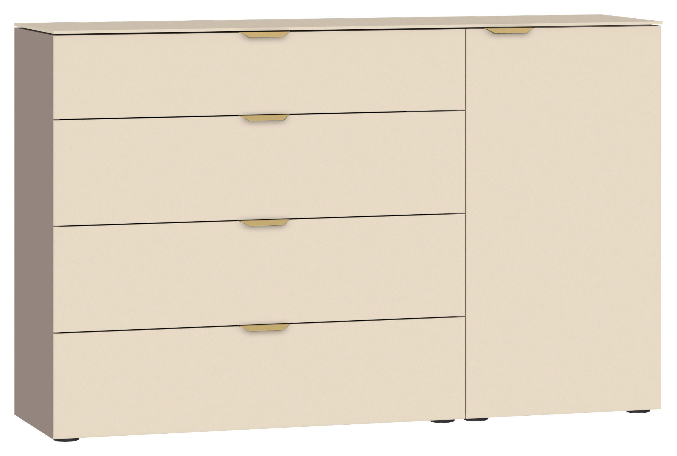 SIDEBOARD  135/87/43 cm 4 Schublade(n)  - Hellbraun/Creme, Design, Glas/Holzwerkstoff (135/87/43cm) - Jutzler