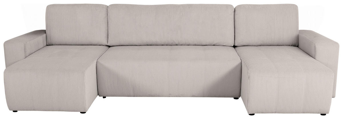 Wohnlandschaft inkl. Funktion Hellbraun Cord  - Hellbraun/Schwarz, KONVENTIONELL, Textil (146/317/146cm) - Xora