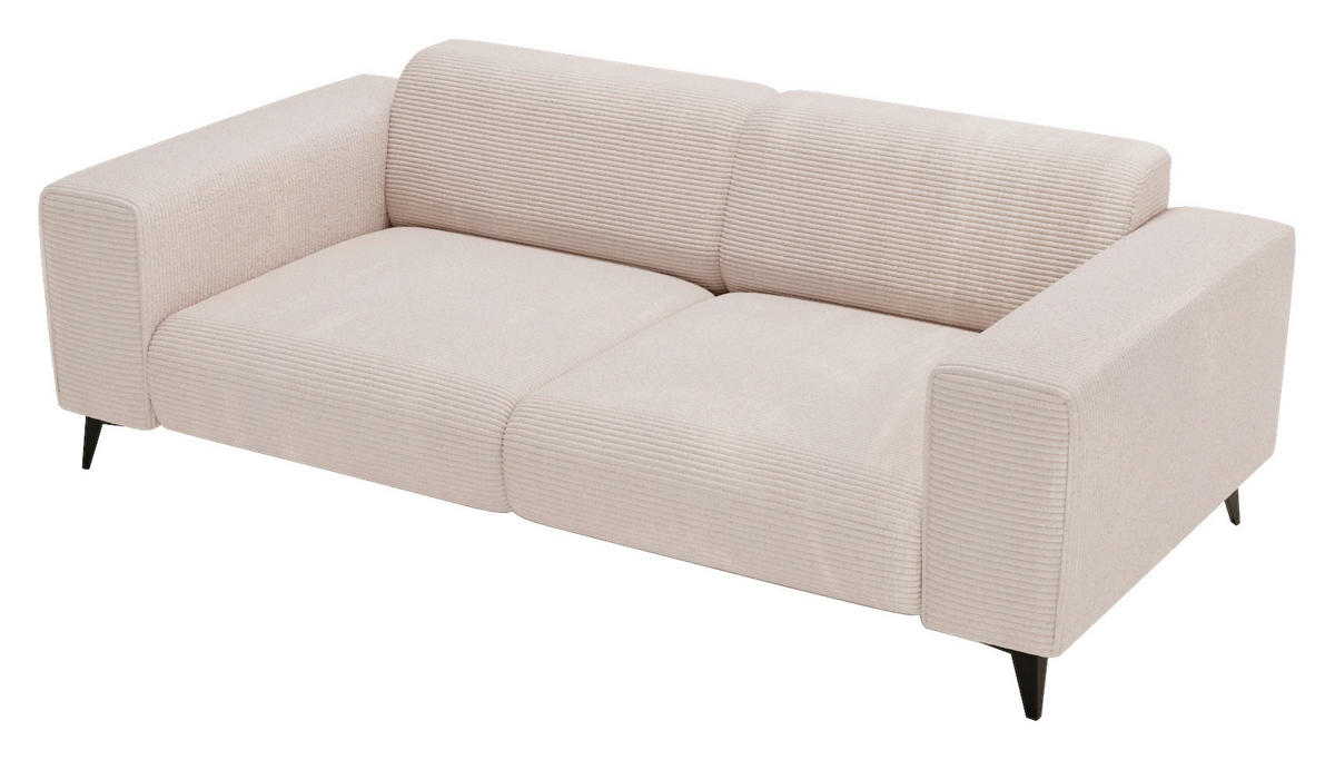 2-SITZER-SOFA Cord Creme  - Creme/Schwarz, KONVENTIONELL, Textil/Metall (207/75/104cm) - Carryhome