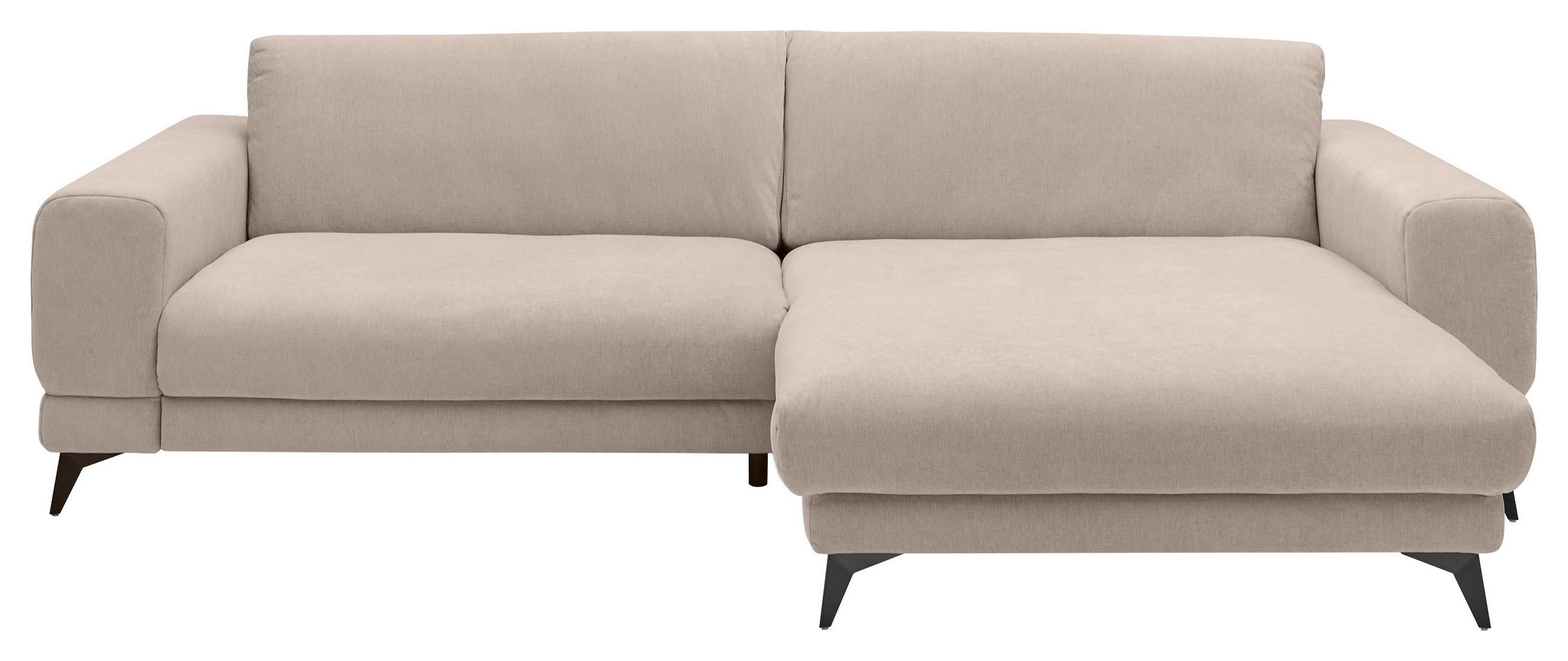 ECKSOFA Beige Chenille  - Beige/Schwarz, KONVENTIONELL, Textil/Metall (292/194cm) - SetOne by Musterring