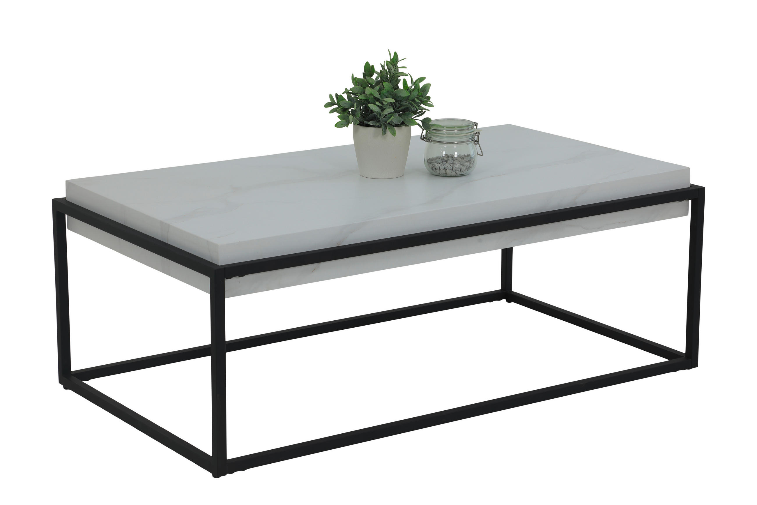 COUCHTISCH 114/64/42 cm rechteckig Grauweiß  - Grauweiß/Schwarz, Design, Holzwerkstoff/Metall (114/64/42cm) - Livetastic