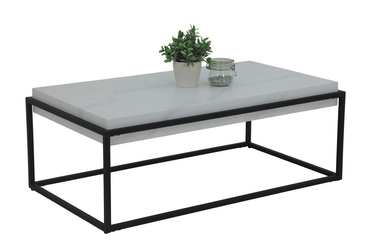 COUCHTISCH in Metall, Holzwerkstoff 114/64/42 cm  - Grauweiß/Schwarz, Design, Holzwerkstoff/Metall (114/64/42cm) - Livetastic