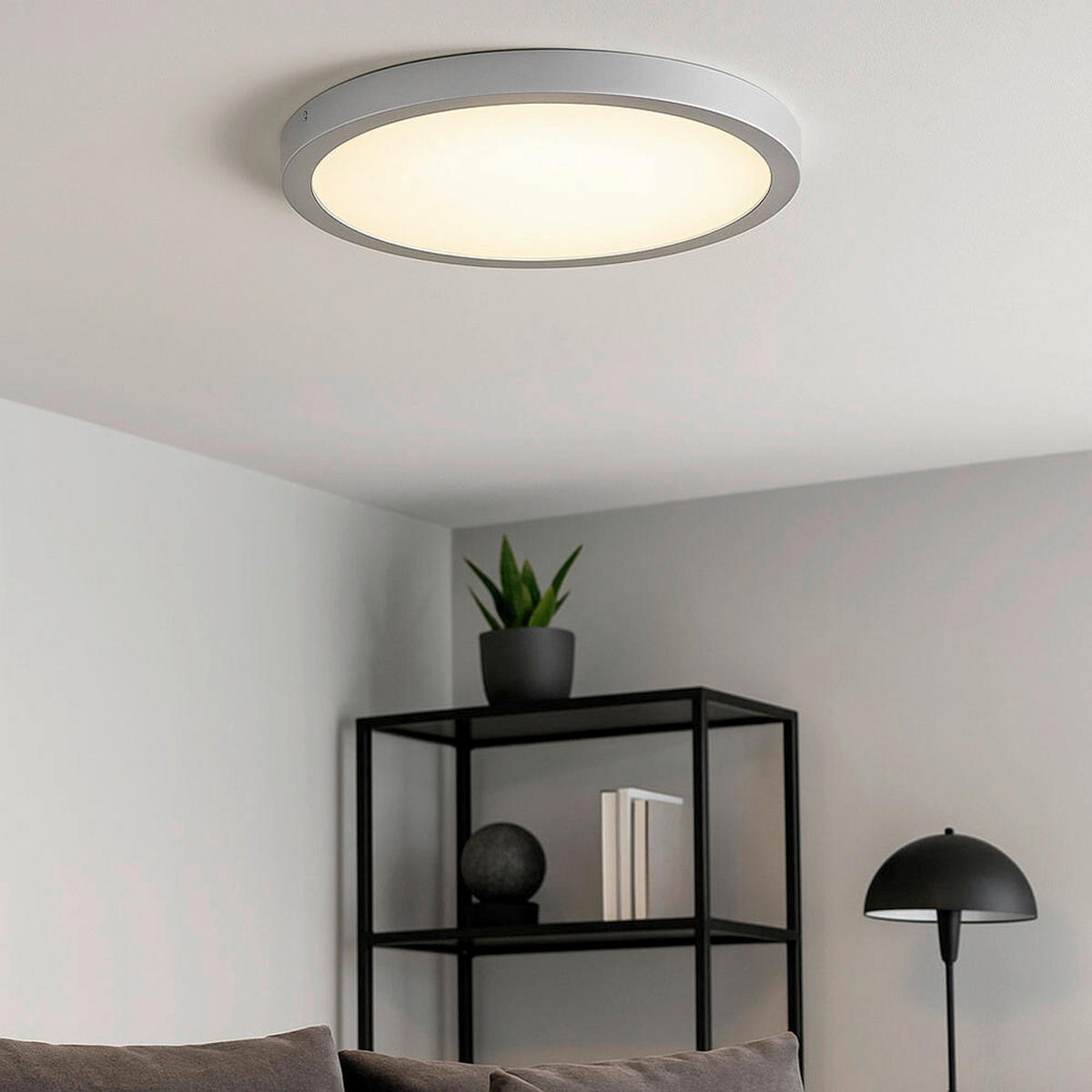 AUFBAULEUCHTE 40/3,5 cm   - Chromfarben/Weiß, Design, Kunststoff/Metall (40/3,5cm) - Globo