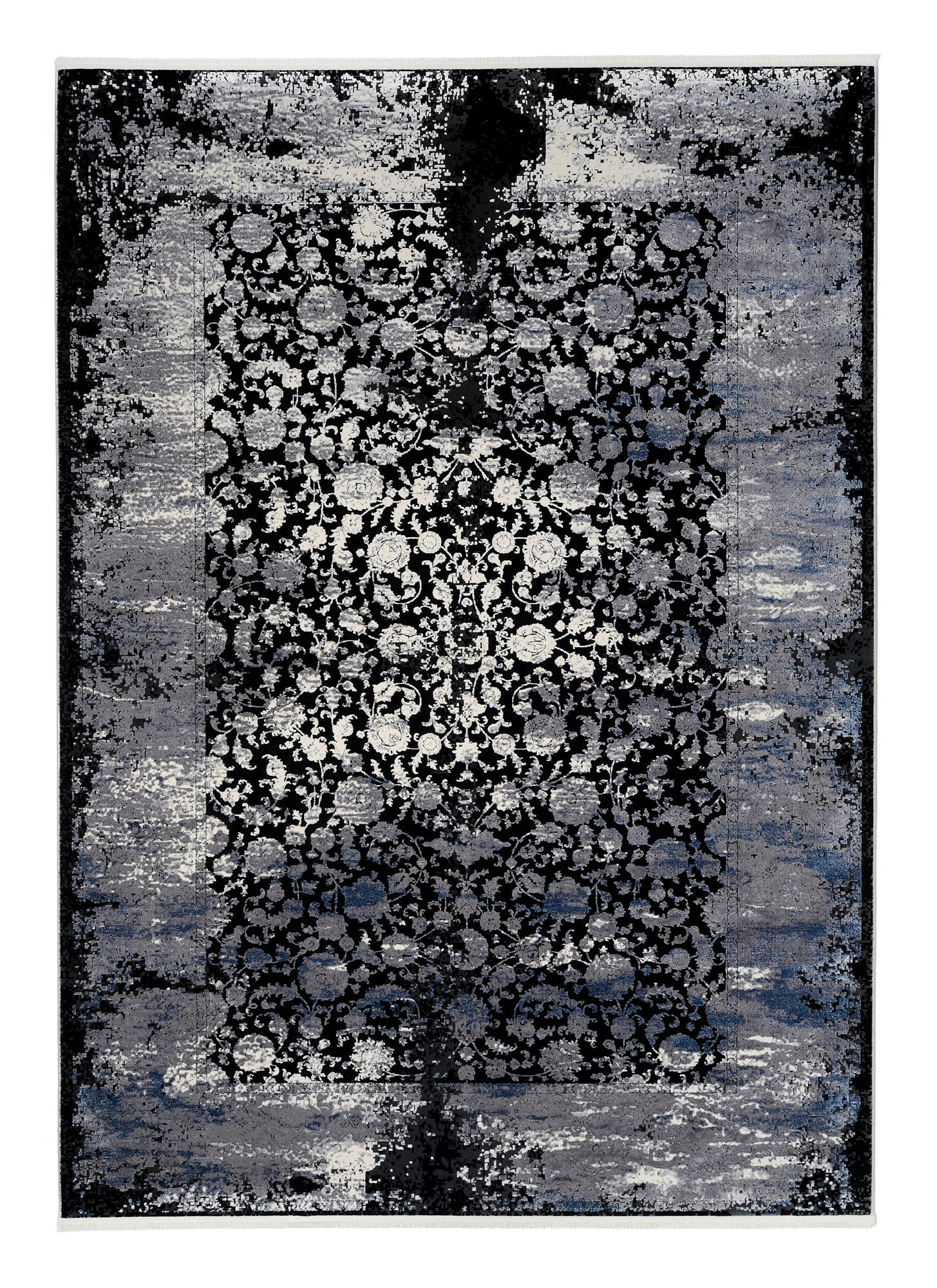 Musterring Webteppich Colorado Flower Grau, Schwarz, Hellgrau, Dunkelgrau 80x150 cm