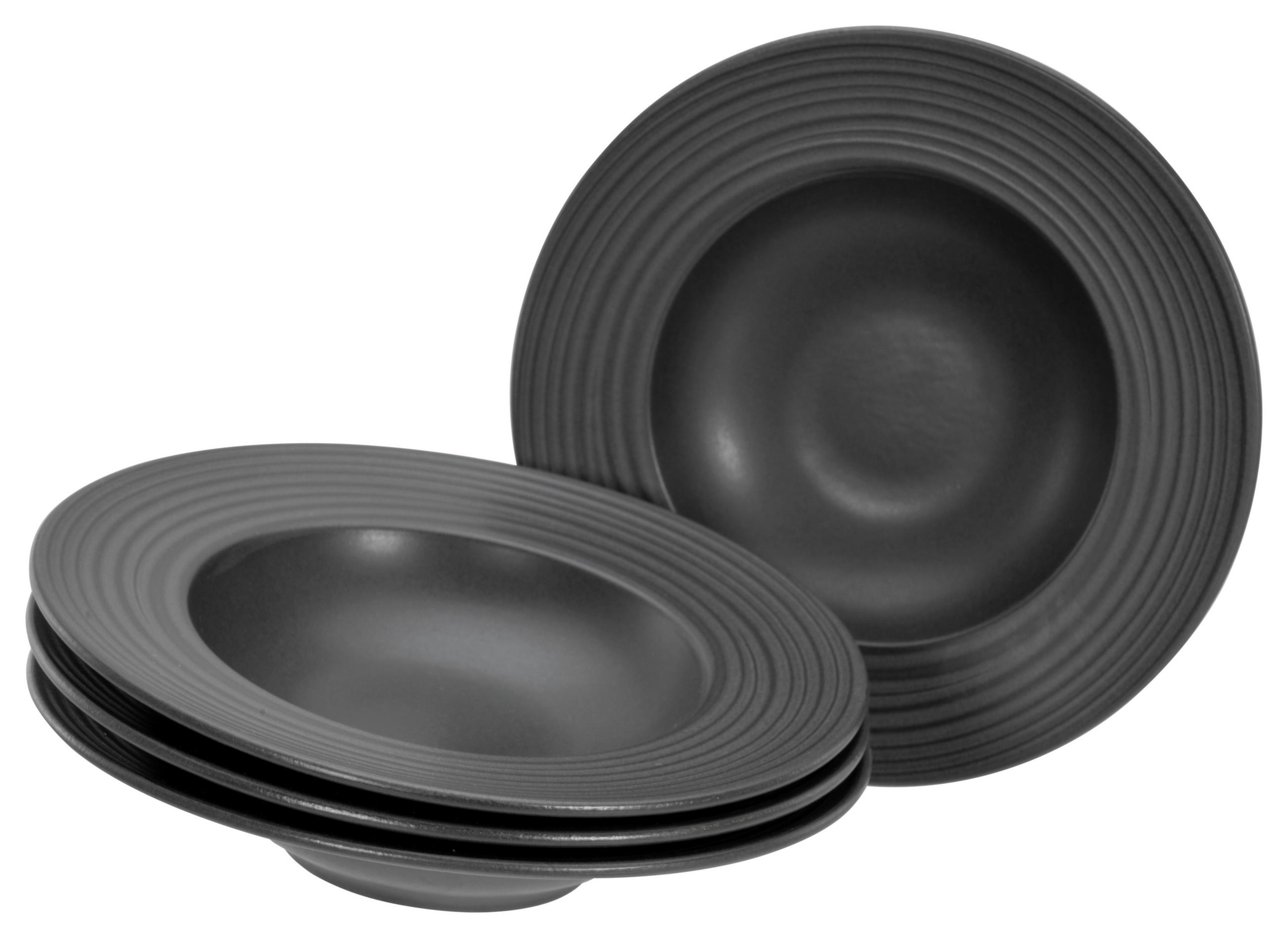 PASTATELLERSET Steinzeug 4-teilig  - Schwarz, Basics, Keramik (30cm) - Creatable