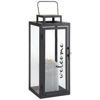 LATERNE - Transparent/Schwarz, KONVENTIONELL, Glas/Metall (16/16/41cm)