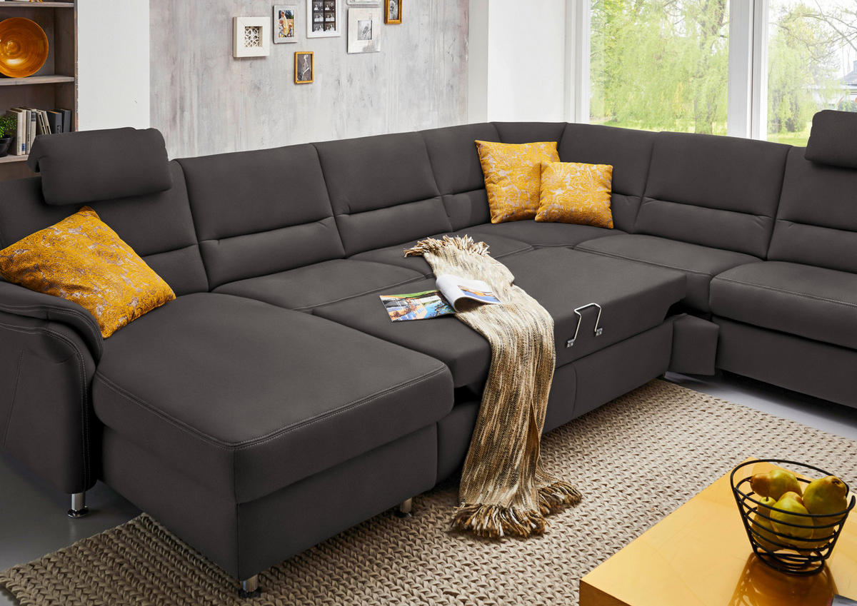 WOHNLANDSCHAFT in Mikrofaser Grau  - Alufarben/Grau, Konventionell, Textil/Metall (173/330/262cm) - Beldomo System