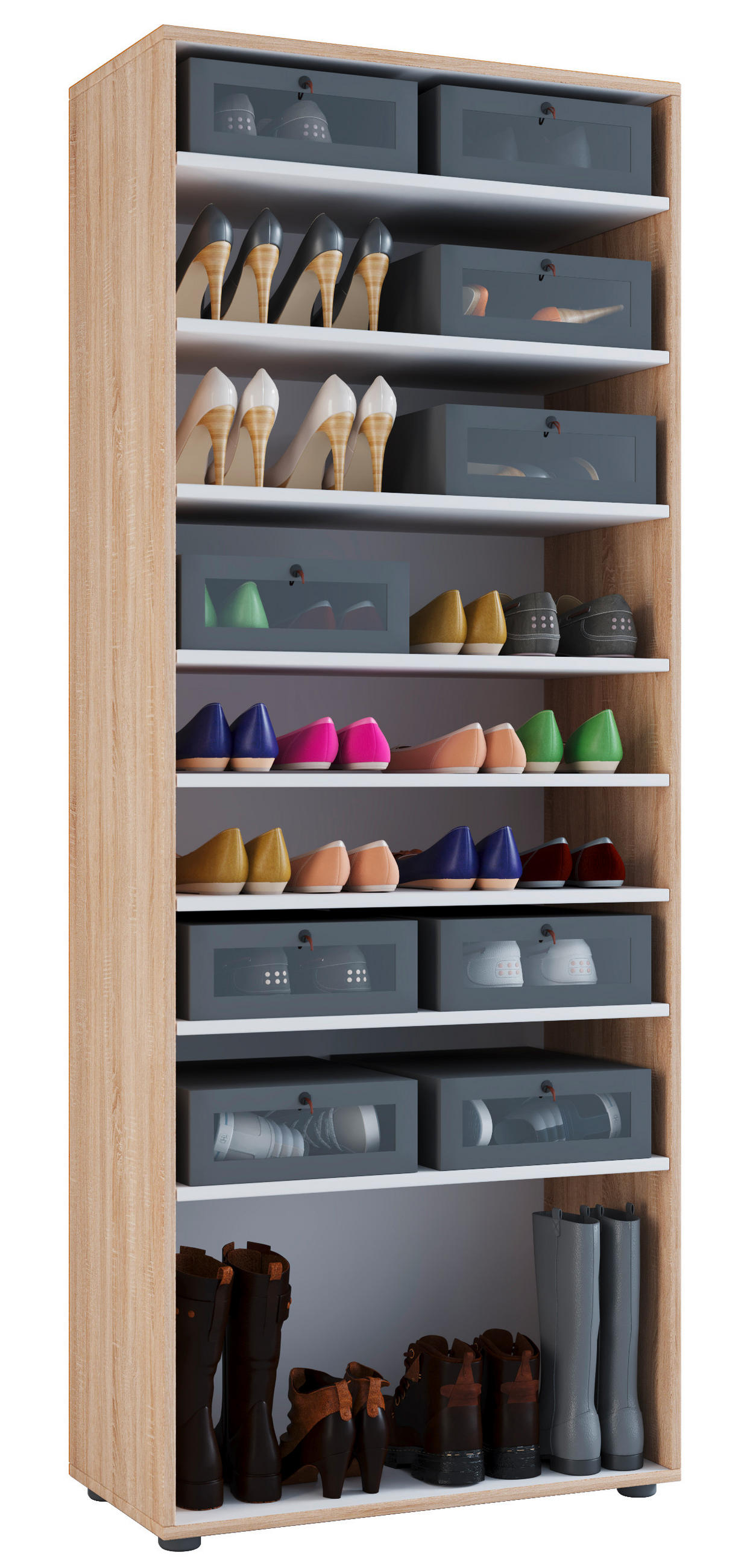 SCHUHSCHRANK Vandol  in 71/180/37 cm  - Sonoma Eiche, Design, Holzwerkstoff (71/180/37cm) - MID.YOU