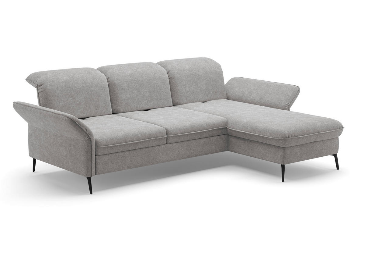 ECKSOFA in Flachgewebe Hellgrau  - Hellgrau/Schwarz, Konventionell, Textil/Metall (264/198cm) - Sit & More