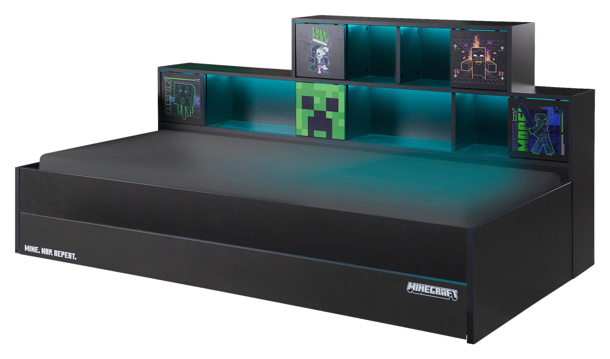 STAURAUMBETT 90/200 cm  in Anthrazit  - Anthrazit, MODERN, Holzwerkstoff (90/200cm) - Minecraft
