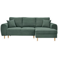 ECKSOFA Grün Webstoff  - Naturfarben/Grün, KONVENTIONELL, Holz/Textil (250/145cm) - Carryhome