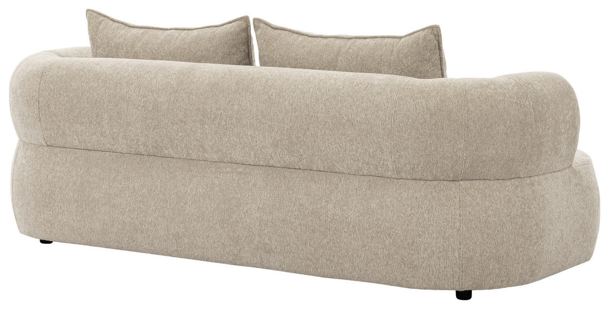 3-SITZER-SOFA Chenille Beige  - Beige/Schwarz, Design, Kunststoff/Textil (200/76/96cm) - Livetastic