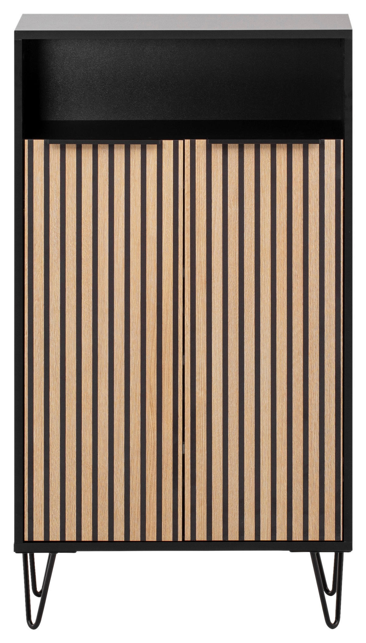 SCHUHSCHRANK Schwarz, Eichefarben  - Eichefarben/Schwarz, Design, Holzwerkstoff/Metall (60,2/107,9/33,05cm) - MID.YOU