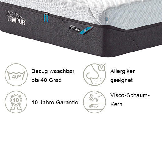 MATRATZE SOFT Pro Plus® Coolquilt 120/200 cm Höhe ca. 27 cm  - Anthrazit/Weiß, Basics, Textil (120/200cm) - Tempur