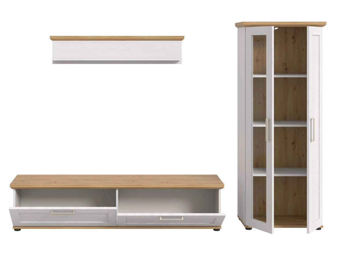 WOHNWAND 3-teilig  in Lärchefarben, Eiche Artisan  240/161/40 cm  - Silberfarben/Lärchefarben, Design, Holzwerkstoff/Kunststoff (240/161/40cm) - Livetastic